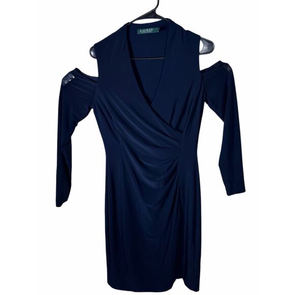 Lauren Ralph Lauren Dresses & Skirts - Lauren Ralph Lauren Womens Sz 10  Cold Shoulder Dress Navy Blue